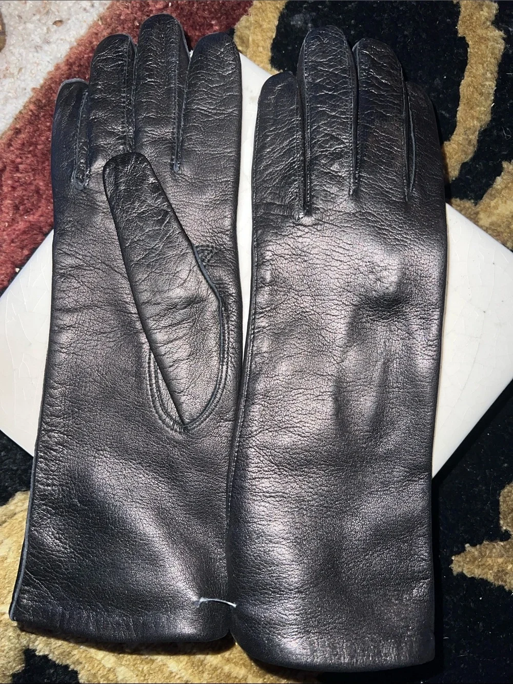 Women’s Long Black Leather Gloves NWT Made in Italy